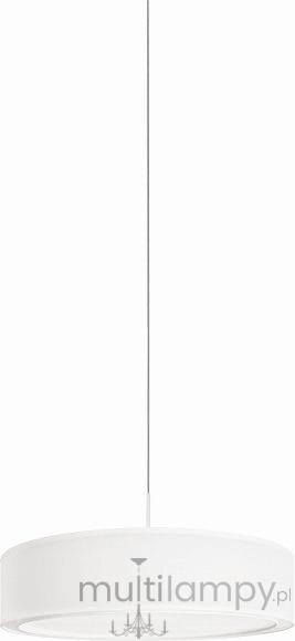 Lampa wisząca Mist 3-punktowa, o okrągłym kształcie, w kolorze białym, zawieszona na cienkim, metalowym przewodzie. Prosty design, idealna do nowoczesnych wnętrz.