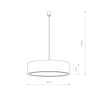 Lampa wisząca Mist 3-punktowa o okrągłym kloszu w kolorze białym, średnica 56 cm, wysokość 110 cm, grubość 13 cm. Zawieszona na cienkim przewodzie, idealna do nowoczesnych wnętrz.
