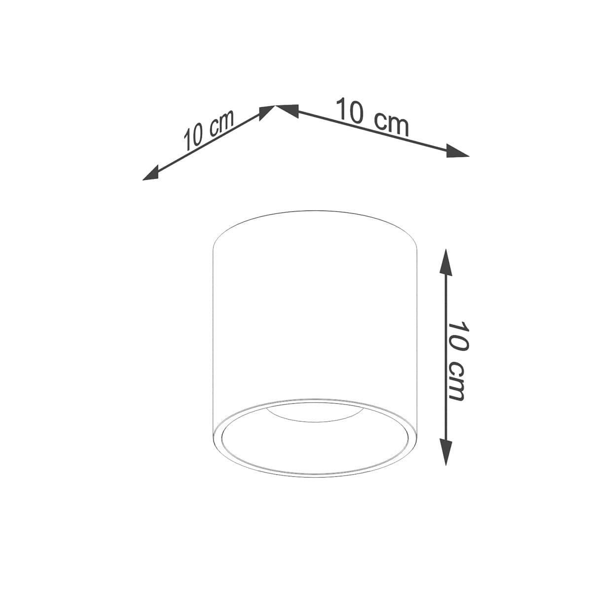 Lampa sufitowa Orbis w kolorze złotym, z pojedynczym gniazdem GU10. Cylindryczny kształt o wymiarach 10 cm x 10 cm, montowana na suficie. Prosty design, idealna do nowoczesnych wnętrz.