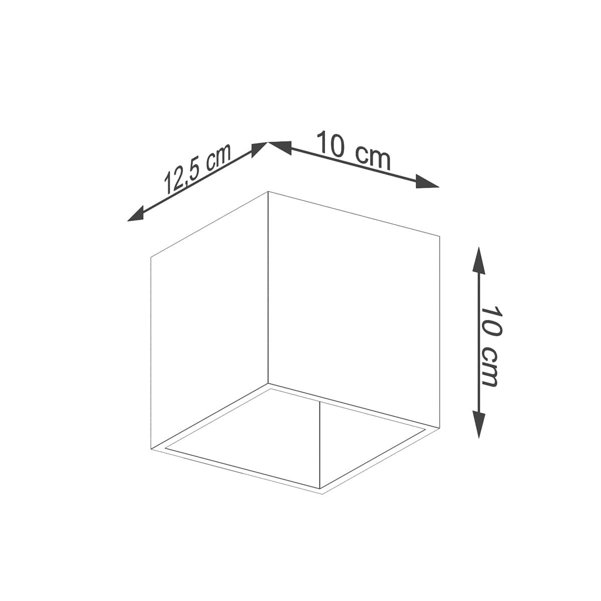 Kinkiet Quad 1xG9 w kolorze złotym o wymiarach 12,5 cm x 10 cm x 10 cm. Prostopadłościenny kształt, montowany na ścianie, z widocznym otworem na żarówkę. Minimalistyczny design, idealny do nowoczesnych wnętrz.