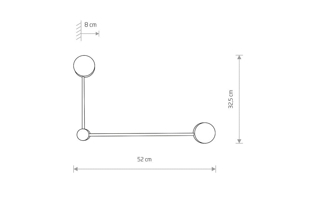 Kinkiet Orbit P w kolorze czarnym, z dwiema oprawami na żarówki GX53. Wymiary: 52 cm szerokości, 32,5 cm wysokości, 8 cm głębokości. Prosty, geometryczny design, idealny do nowoczesnych wnętrz.