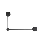 Kinkiet Orbit P w kolorze czarnym, z dwoma okrągłymi źródłami światła GX53, zamontowany w poziomie. Prosty, minimalistyczny design z cienkimi liniami. Idealny do nowoczesnych aranżacji wnętrz.