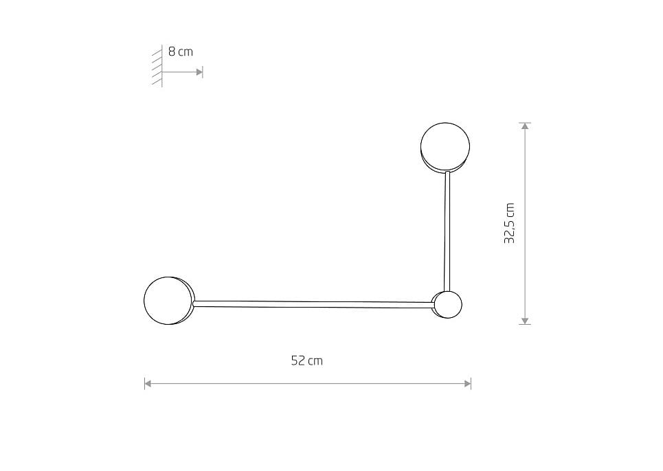 Kinkiet Orbit L w kolorze czarnym z dwoma źródłami światła GX53. Wymiary: 52 cm szerokości, 32,5 cm wysokości, 8 cm głębokości. Prosty, nowoczesny kształt z okrągłymi kloszami. Idealny do oświetlenia wnętrz.