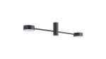 Lampa sufitowa Orbit 2xGX53 w kolorze czarnym. Posiada dwa okrągłe źródła światła zamocowane na prostokątnej rurce. Całość ma minimalistyczny design, z gładką, matową powierzchnią. Produkt zamontowany w poziomie, na jednolitym tle.
