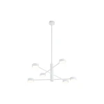 Biała lampa wisząca Orbit z sześcioma punktami świetlnymi GX53. Produkt ma prostą, nowoczesną konstrukcję z metalowymi ramionami, zawieszony na cienkiej lince. Idealna do nowoczesnych wnętrz.