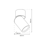 Czarna lampa sufitowa Andy z pojedynczym spotem, wyposażona w oprawę GU10. Okrągła podstawa o średnicy 60 mm oraz cylindryczny klosz o wysokości 115 mm. Prosty design, idealna do nowoczesnych wnętrz.