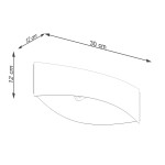 Kinkiet Toni 1xG9 w kolorze białym, o wymiarach 30 cm długości i 12 cm wysokości. Produkt ma zaokrąglony kształt, montowany na ścianie, z widocznym miejscem na żarówkę G9. Tło zdjęcia jest proste, co podkreśla jego formę.