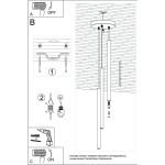 Lampa wisząca Pastelo 3xG9 w kolorze czarnym z drewnianymi detalami. Posiada trzy źródła światła, zamontowana na okrągłej podstawie sufitowej. Kształt prosty, nowoczesny, idealna do wnętrz. Widoczne elementy montażowe.