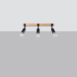 Zuca lampa sufitowa (spot) 3xE27 czarna/jasne drewno SL.1297