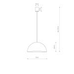 Brązowa lampa wisząca Hemisphere Super D33 z oprawą na 1 żarówkę GX53. Okrągły klosz o średnicy 33 cm, zawieszony na cienkim przewodzie. Wysokość maksymalna 125 cm, średnica mocowania 5,5 cm, długość zawieszenia 7,5 cm.