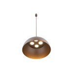 Brązowa lampa wisząca Hemisphere Super D50 z czterema źródłami światła GX53. Okrągła, metalowa czasza z matowym wykończeniem, zawieszona na cienkim przewodzie, widoczna z góry. Prosta, nowoczesna forma, idealna do aranżacji wnętrz.