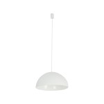 Biała lampa wisząca Hemisphere Super D33 z oprawą na żarówkę GX53. Okrągła, półkulista forma z matowym wykończeniem, zawieszona na cienkim przewodzie. Prosta konstrukcja idealna do nowoczesnych wnętrz.