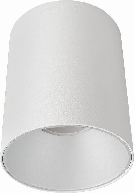 Lampa sufitowa Eye Tone 1-punktowa, w kolorze białym, o cylindrycznym kształcie. Widok z dołu, ukazujący matową powierzchnię oraz otwór na żarówkę wewnątrz. Prosty design, idealna do nowoczesnych wnętrz.