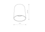 Lampa sufitowa Eye Tone 1-punktowa w kolorze czarnym i złotym, o wymiarach 11,5 cm wysokości i 9 cm średnicy. Prosty, cylindryczny kształt, z widocznym miejscem na źródło światła wewnątrz. Idealna do nowoczesnych wnętrz.