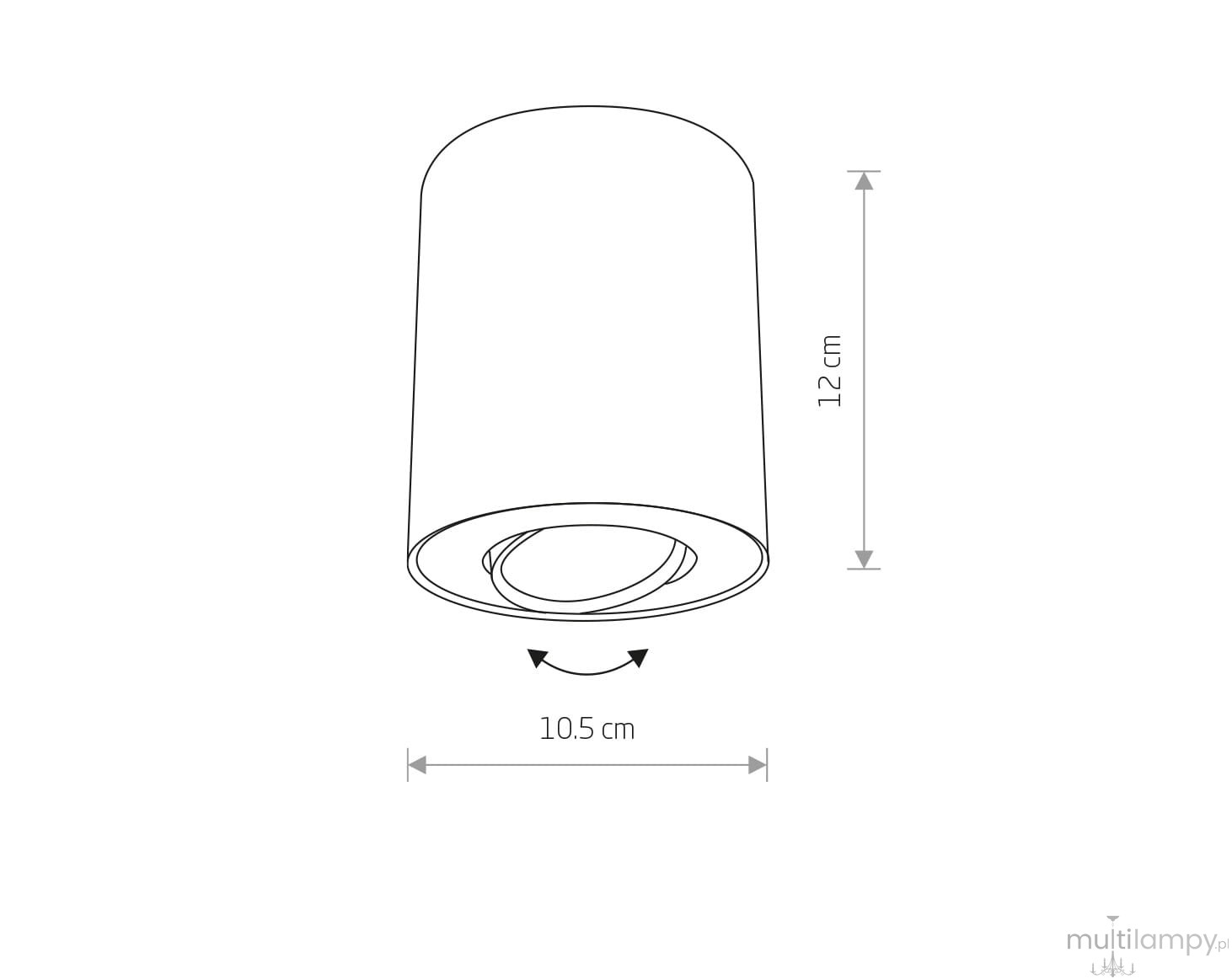 Set czarnej lampy sufitowej 1-punktowej kierunkowej o wysokości 12 cm i średnicy 10,5 cm. Lampa ma cylindryczny kształt z możliwością regulacji kierunku światła. Idealna do nowoczesnych wnętrz.