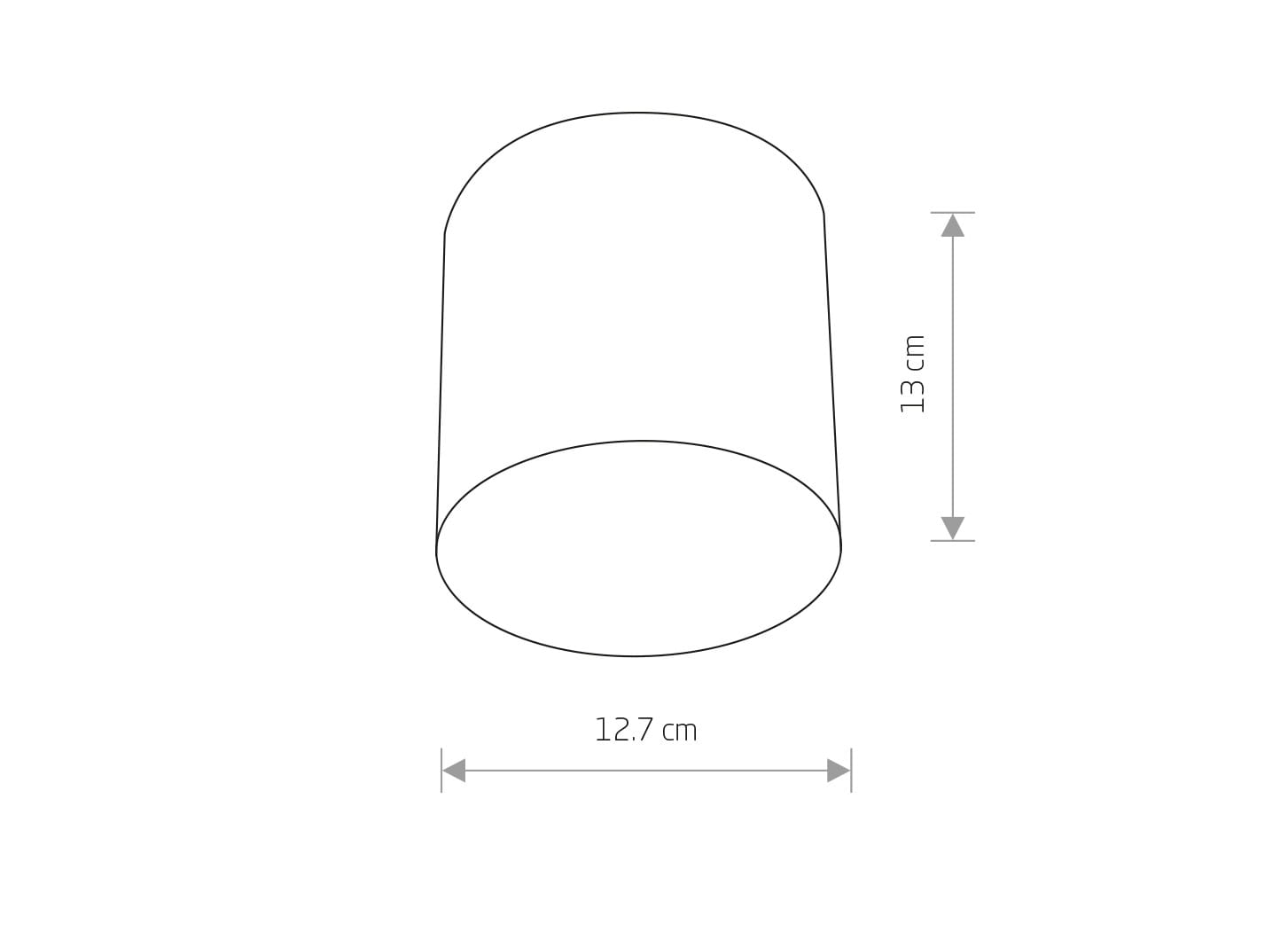 Czarna lampa sufitowa Point Plexi M, wykonana z tworzywa, o kształcie cylindrycznym. Wymiary: wysokość 13 cm, średnica 12,7 cm. Produkt widoczny z przodu, na białym tle, ukazujący jego proporcje i kształt.