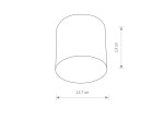Czarna lampa sufitowa Point Plexi M, wykonana z tworzywa, o kształcie cylindrycznym. Wymiary: wysokość 13 cm, średnica 12,7 cm. Produkt widoczny z przodu, na białym tle, ukazujący jego proporcje i kształt.