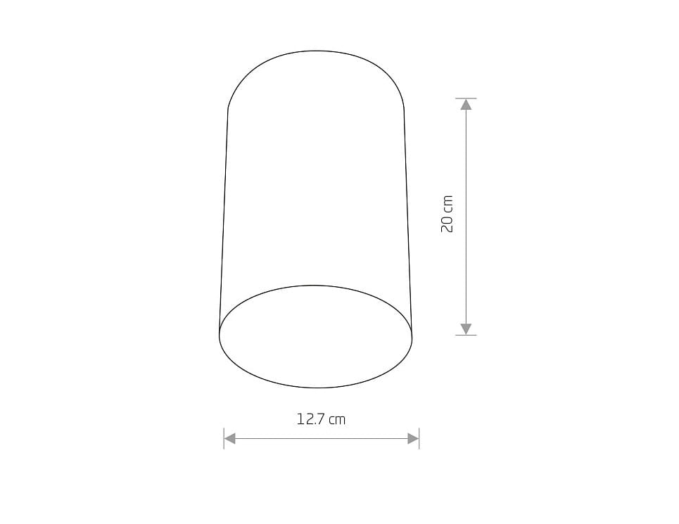 Czarna lampa sufitowa Point Plexi L o cylindrycznym kształcie, z wymiarami 20 cm wysokości i 12,7 cm średnicy. Prosty design, montowana do sufitu, idealna do nowoczesnych wnętrz.