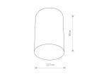 Czarna lampa sufitowa Point Plexi L o cylindrycznym kształcie, z wymiarami 20 cm wysokości i 12,7 cm średnicy. Prosty design, montowana do sufitu, idealna do nowoczesnych wnętrz.