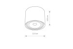 Lampa sufitowa Bit S, 1-punktowa, w kolorze grafitowym. Cylindryczny kształt o wymiarach 11,5 cm średnicy i 10,5 cm wysokości. Widok z góry, ukazujący gładką powierzchnię i okrągłą podstawę.