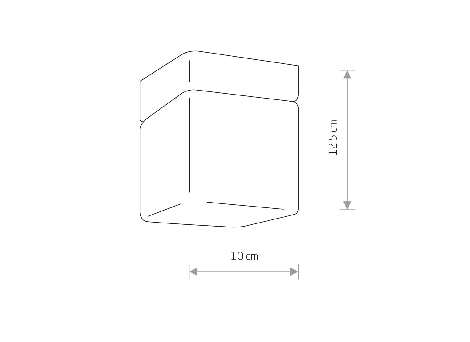 Czarna lampa sufitowa Sis IP44 1-punktowa o wymiarach 10 cm szerokości i 12,5 cm wysokości. Ma prostokątny kształt z zaokrąglonymi krawędziami, montowana na suficie, idealna do wnętrz i na zewnątrz.