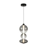 Lampa wisząca Sonte 1xLED/24W w kolorze czarnym z trzema szklanymi kulami o metalicznym wykończeniu. Zawieszona na cienkim przewodzie, z prostokątnym elementem świetlnym pośrodku. Prosta konstrukcja, idealna do nowoczesnych wnętrz.