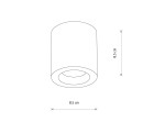 Lampa sufitowa Ceara w kolorze białym, o średnicy 8,5 cm i wysokości 8,5 cm, z miejscem na żarówkę GU10. Prosty cylindryczny kształt, wykonana z materiału odpornego na wilgoć (IP44), montowana sufitowo.