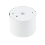 Lampa sufitowa Bol, okrągła, biała, z miejscem na żarówkę GX53. W górnej części widoczne otwory montażowe. Produkt o stopniu ochrony IP54, odporny na wilgoć i kurz. Ujęcie z góry, ukazujące gładką, matową powierzchnię.