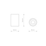 Lampa sufitowa Alpha 1-punktowa w kolorze czarnym, o wymiarach 8,5 cm x 13,5 cm. Prosta, kwadratowa konstrukcja z okrągłym otworem na źródło światła. Klasa szczelności IP54, co zapewnia ochronę przed wodą i kurzem.