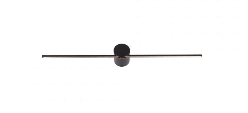 Kinkiet LED Pin S 1-punktowy, w kolorze czarnym z metalowym, złotym akcentem. Prosta, minimalistyczna forma z okrągłą podstawą i poziomą listwą świetlną, montowany na ścianie. Idealny do nowoczesnych wnętrz.