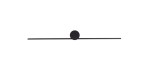 Czarny kinkiet Pin S LED, 1-punktowy, o minimalistycznym designie. Produkt składa się z prostokątnej, poziomej oprawy oraz okrągłego źródła światła na środku. Kinkiet montowany na ścianie. Tło proste, białe.