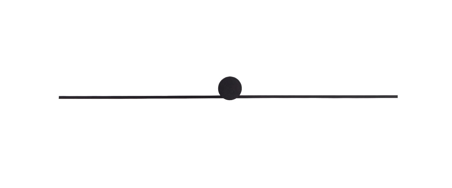 Pin M LED kinkiet 1-punktowy 8128 w kolorze czarnym, o prostym, minimalistycznym designie. Lampa ma długi, cienki uchwyt oraz okrągły element na środku. Ujęcie frontalne, na białym tle, podkreślające elegancki wygląd kinkietu.