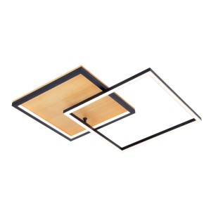 Noris lampa sufitowa 2xLED/28W czarna/drewno PLF-82738-28W-WO