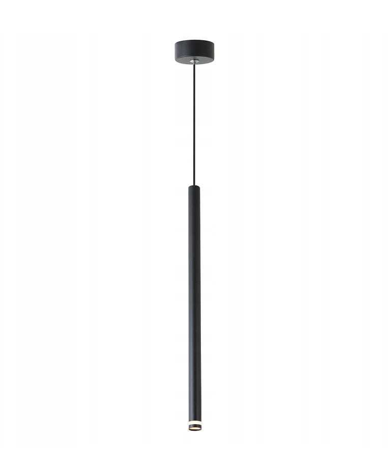 Lampa wisząca Piero 1xG9 w kolorze czarnym, o prostym, cylindrycznym kształcie. Zawieszona na cienkim, czarnym kablu, zakończona metalowym uchwytem. Montowana na suficie, idealna do minimalistycznych wnętrz.