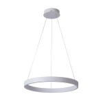 Lampa wisząca Brasco Up Down D80 w kolorze białym, z okrągłym, płaskim abażurem. Zawieszona na cienkich przewodach, z dwoma źródłami LED o łącznej mocy 80W. Prosta, nowoczesna forma, idealna do wnętrz.