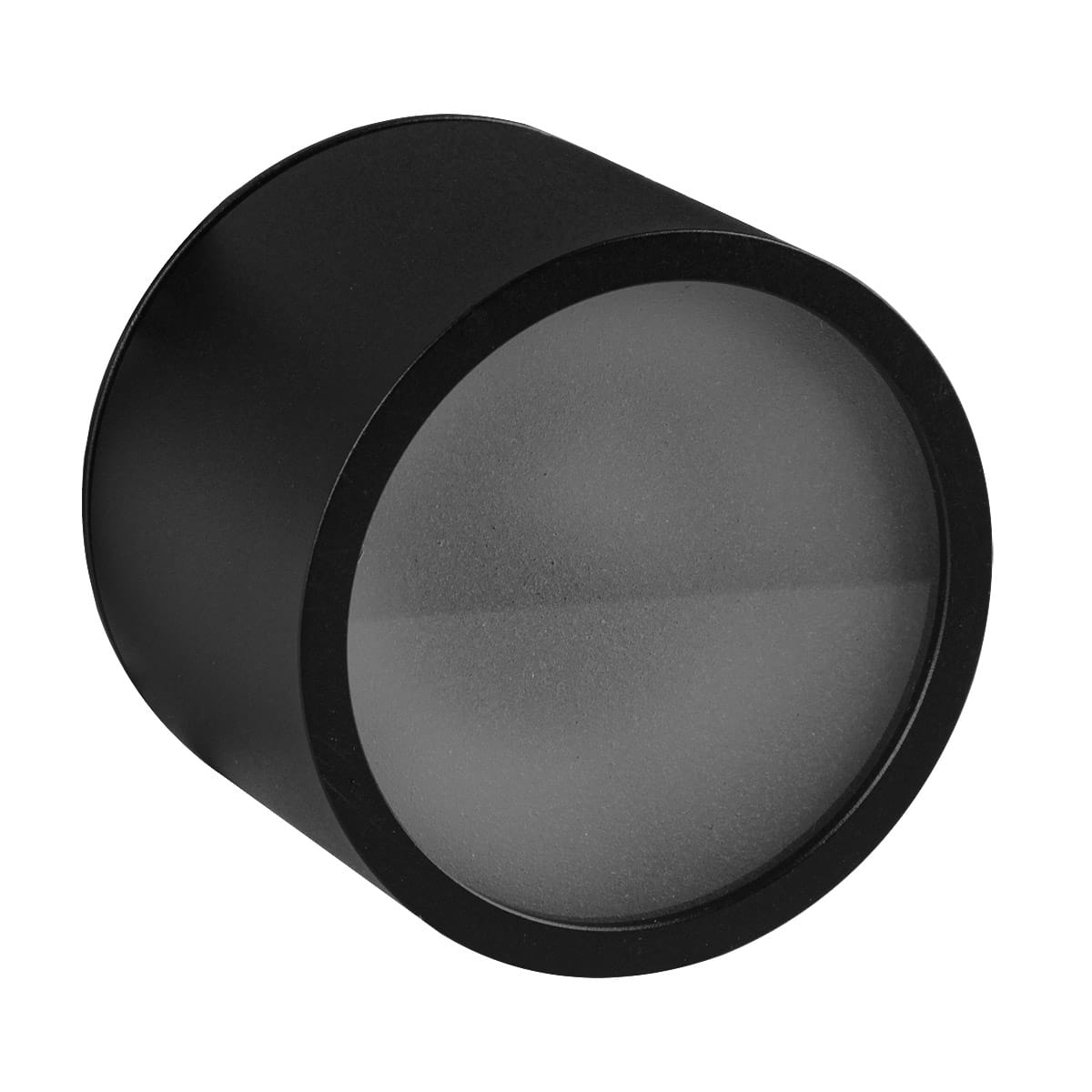 Lampa sufitowa Grandi w kształcie tuby, czarna, z oprawą na żarówkę GX53. Posiada matowe, okrągłe szkło, montowana na suficie, o stopniu ochrony IP54, co zapewnia odporność na wilgoć i pył.