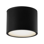 Lampa sufitowa Grandi w kształcie tuby, czarna, z jedną oprawą na żarówkę GX53. Okrągła, matowa obudowa z białym kloszem, montowana na suficie. Klasa ochrony IP54, co zapewnia odporność na wilgoć i pył.