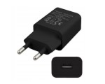 Zasilacz wtyczkowy w czarnym kolorze, z wejściem USB 5V/1A. Ujęcie z boku, pokazujące wtyczkę oraz port USB. Na obudowie widoczne napisy dotyczące parametrów technicznych. Produkt przeznaczony do lampki biurkowej.