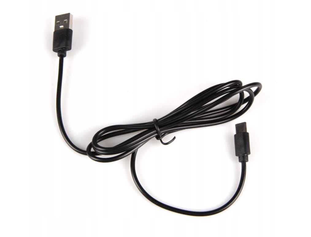 Czarny kabel USB do lampki biurkowej Kivo LED 5W/CCT, z końcówką USB i złączem, elastyczny, o długości około 1 metra, idealny do zasilania lampki w biurze lub domu.