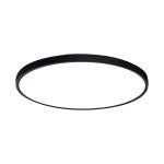 Plafon Alata D48 w kolorze czarnym, okrągły, z jedną diodą LED o mocy 36W. Produkt widoczny z góry, prezentujący minimalistyczny design z płaskim profilem. Idealny do nowoczesnych wnętrz, na jednolitym tle.
