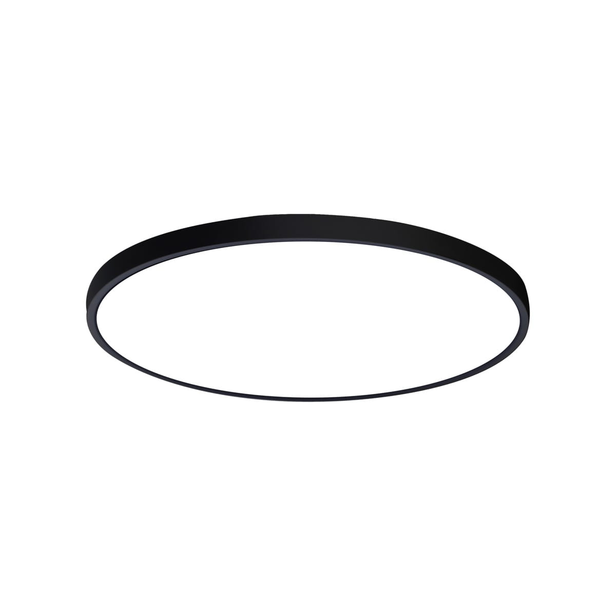Plafon Alata D40 w kolorze czarnym, o okrągłym kształcie i matowej powierzchni. Wyposażony w diodę LED o mocy 32W. Ujęcie frontalne, ukazuje prosty design i minimalistyczną formę, idealny do nowoczesnych wnętrz.
