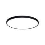 Plafon Alata D40 w kolorze czarnym, o okrągłym kształcie i matowej powierzchni. Wyposażony w diodę LED o mocy 32W. Ujęcie frontalne, ukazuje prosty design i minimalistyczną formę, idealny do nowoczesnych wnętrz.