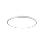 Plafon Alata D40 w kolorze białym, okrągły, z jedną diodą LED o mocy 32W. Prezentowany z góry, w minimalistycznym stylu, z cienką ramą. Idealny do oświetlenia wnętrz. Tło białe, co podkreśla design lampy.