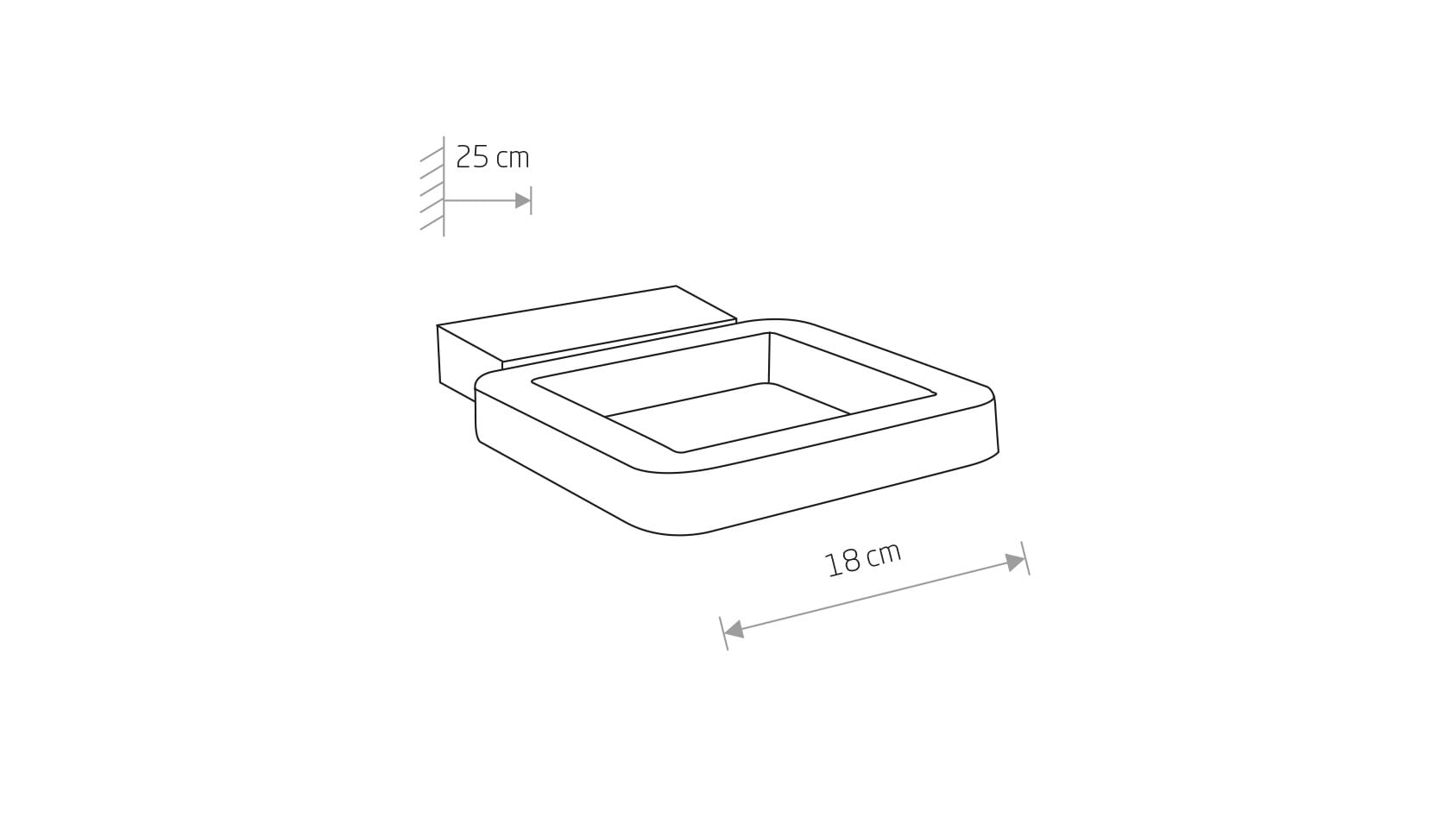 Thika LED kinkiet elewacyjny 1-punktowy w kształcie prostokąta, o wymiarach 25 cm długości i 18 cm szerokości, wykonany z materiału o gładkiej fakturze. Ujęcie z boku, ukazujące minimalistyczny design kinkietu.
