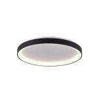 Plafon Vico D58 w kolorze czarnym, o okrągłym kształcie, z wbudowanym źródłem światła LED 48W. Ujęcie frontalne, produkt zamontowany na suficie, z białym kloszem i czarną obręczą. Idealny do nowoczesnych wnętrz.