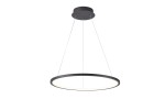 Lampa wisząca Vinola D80 w kolorze czarnym z jedną diodą LED o mocy 48W. Okrągły kształt, minimalistyczny design, zawieszona na trzech cienkich linkach. Świecąca obręcz z białym światłem, montaż sufitowy, idealna do nowoczesnych wnętrz.