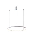 Lampa wisząca Vinola D100 w kolorze białym, z okrągłym metalowym kloszem, zawieszona na dwóch cienkich linkach. Posiada źródło światła LED o mocy 58W. Montaż sufitowy, minimalistyczny design, dopasowana do nowoczesnych wnętrz.