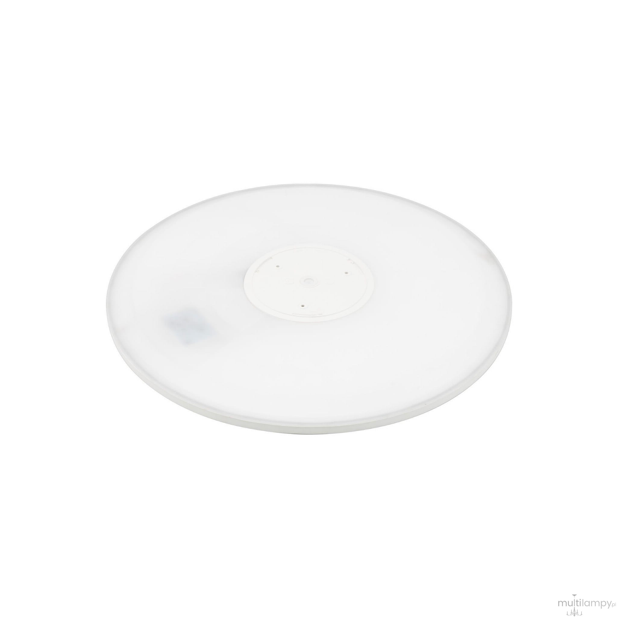 Plafon LED Aqua D30 o średnicy okrągłej, biały, wykonany z przezroczystego materiału, z widocznym centralnym mocowaniem. Produkt z klasą szczelności IP54, idealny do łazienek i pomieszczeń o podwyższonej wilgotności.