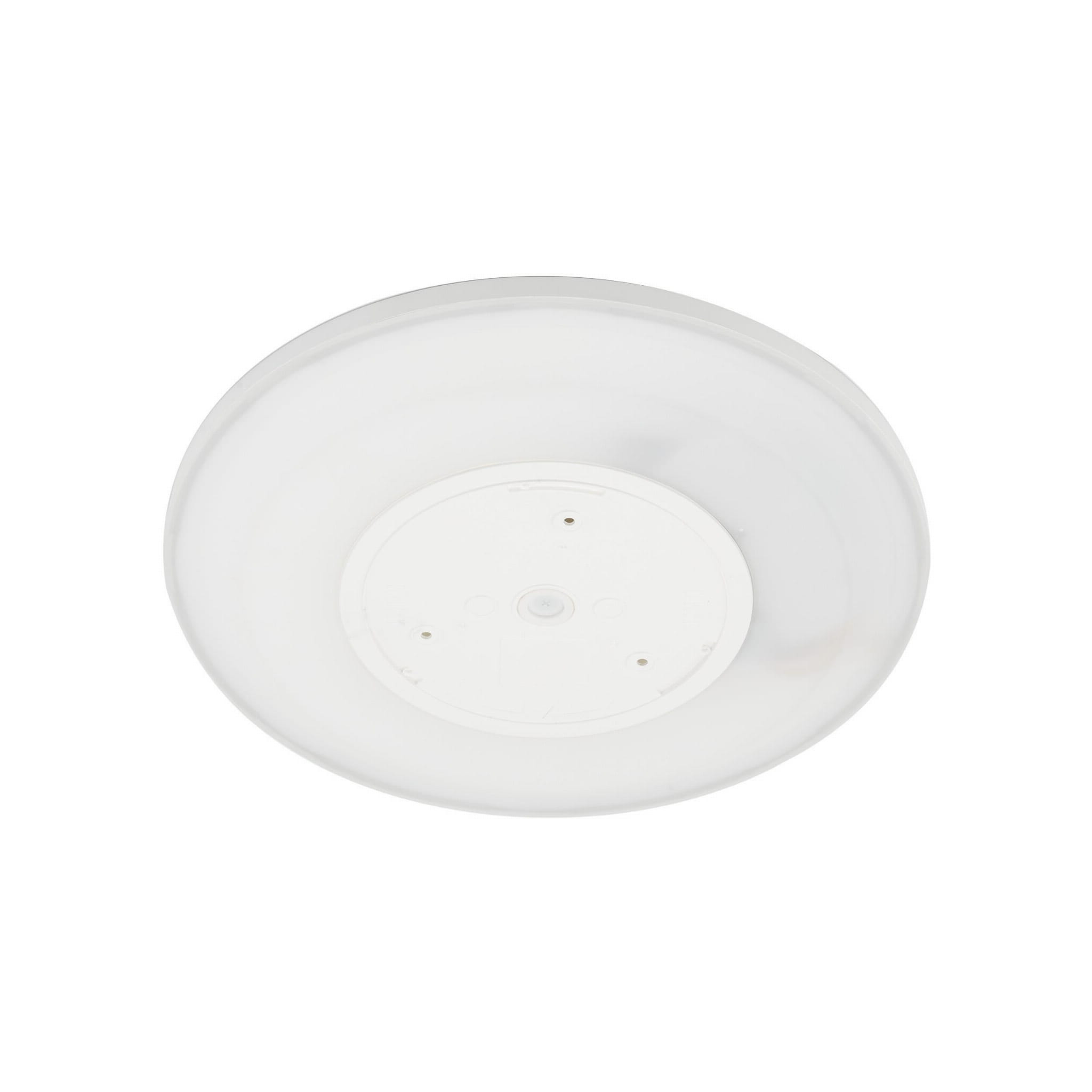 Plafon LED Aqua D40 o średnicy 40 cm, w kolorze białym, z przezroczystą oprawą. Ujęcie z góry, produkt montowany na suficie, z widocznym mocowaniem i otworami montażowymi. Klasa szczelności IP54, moc 36W.