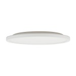 Plafon LED Aqua D40 o mocy 36W w kolorze białym, okrągły, z płaską powierzchnią. Ujęcie z boku, pokazujące jego cienką konstrukcję. Posiada klasę szczelności IP54, idealny do łazienek i innych wilgotnych pomieszczeń.